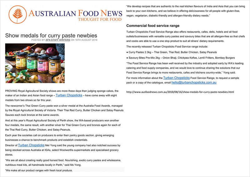 Aus Food News: Show Medals for Curry Paste Newbies