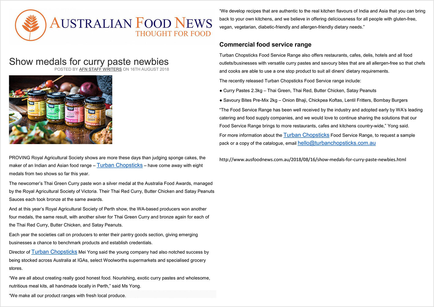 Aus Food News | August 2018