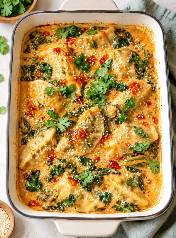 One-Pan Thai Red Curry Dumpling Bake