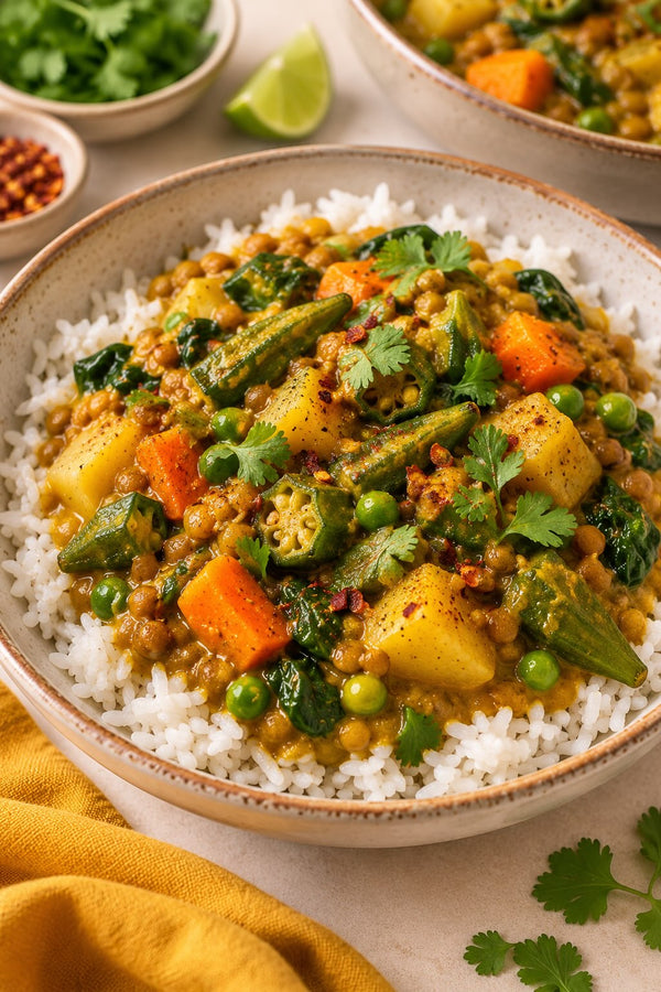 Creamy Okra & Lentil Korma Curry