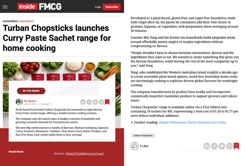 Turban Chopsticks Inside FMCG Media Release