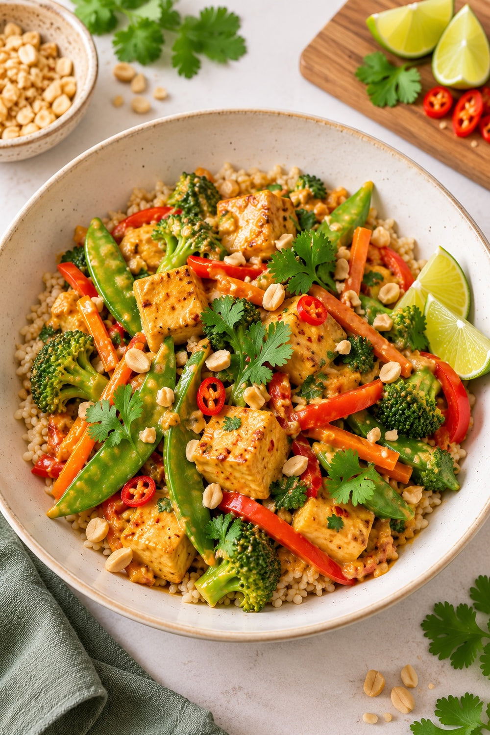 Creamy Satay Tofu & Veggie Stir-Fry